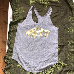 Heather grey racer back sunflower detailed vans T